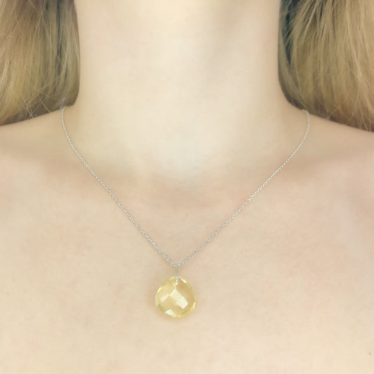 Sterling Silver Lemon Quartz Pendant Necklace
