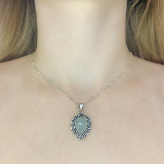 Sterling Silver Chalcedony Pendant Necklace