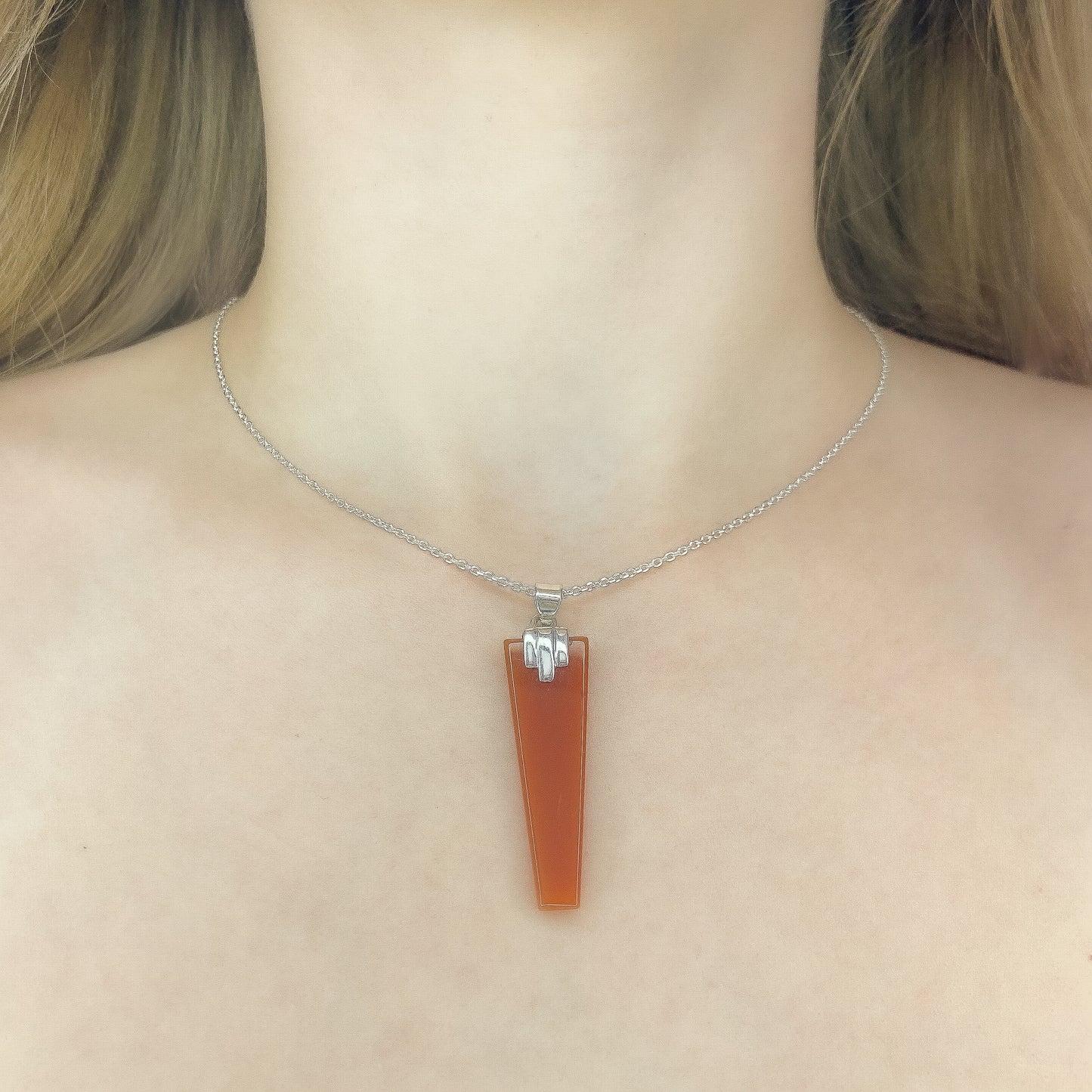 Sterling Silver Carnelian Pendant Necklace