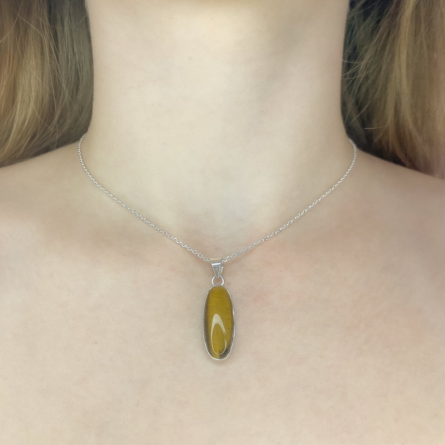 Sterling Silver Tiger Eye Pendant Necklace
