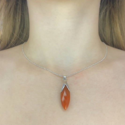 Sterling Silver Carnelian Pendant Necklace