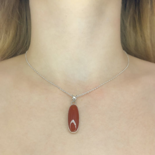 Sterling Silver Carnelian Pendant Necklace