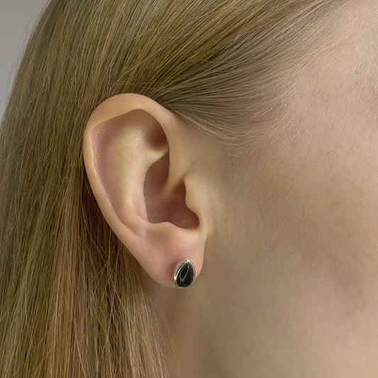 Sterling Silver Black Onyx Stud Earrings