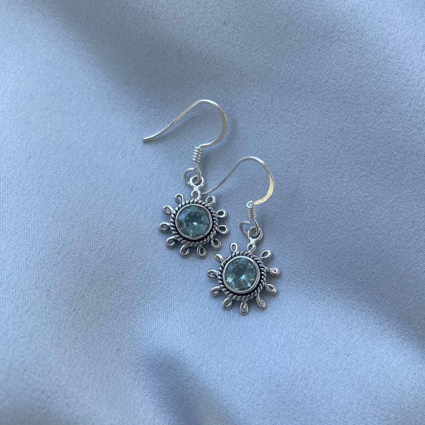 Sterling Silver Blue Topaz Drop Earrings
