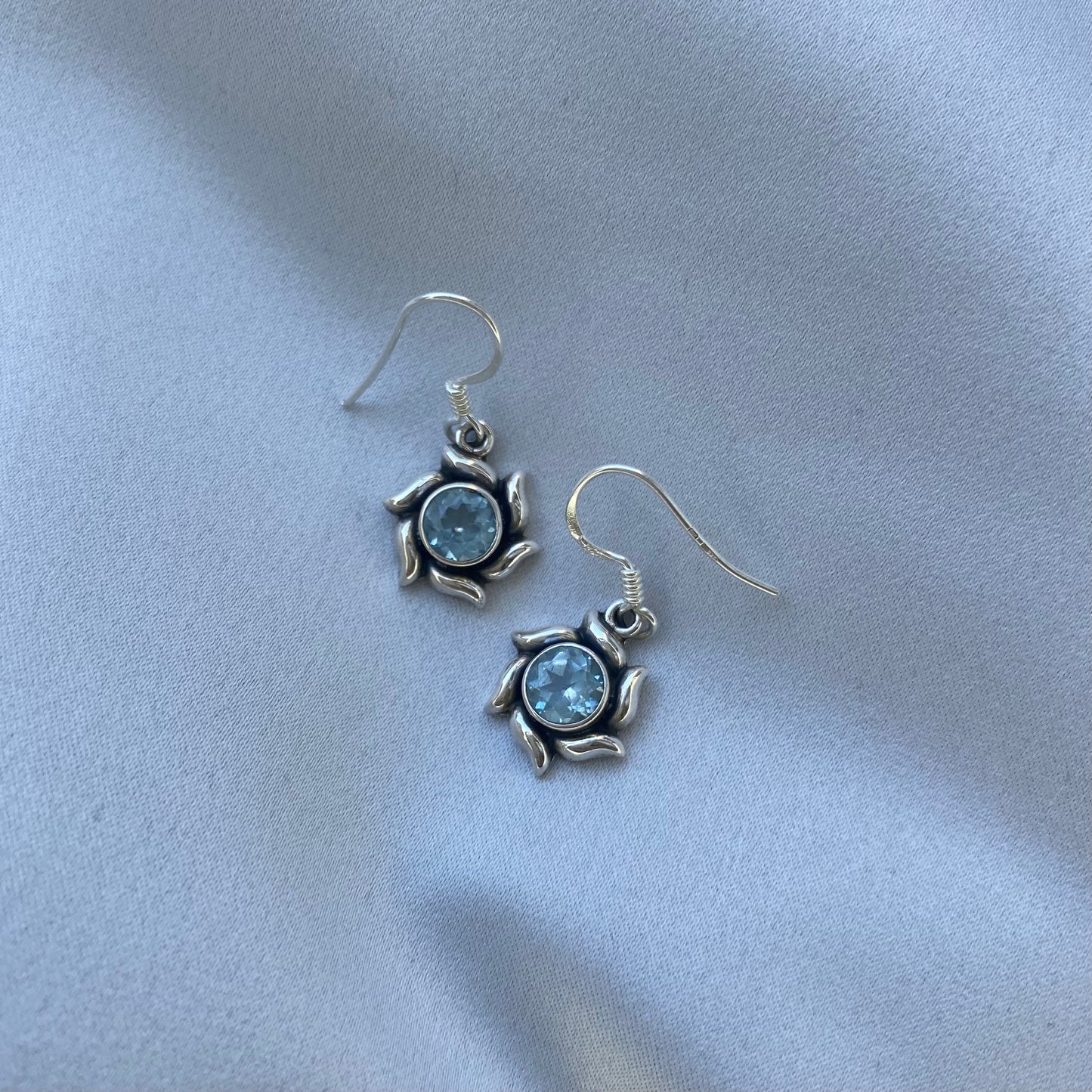 Sterling Silver Blue Topaz Drop Earrings