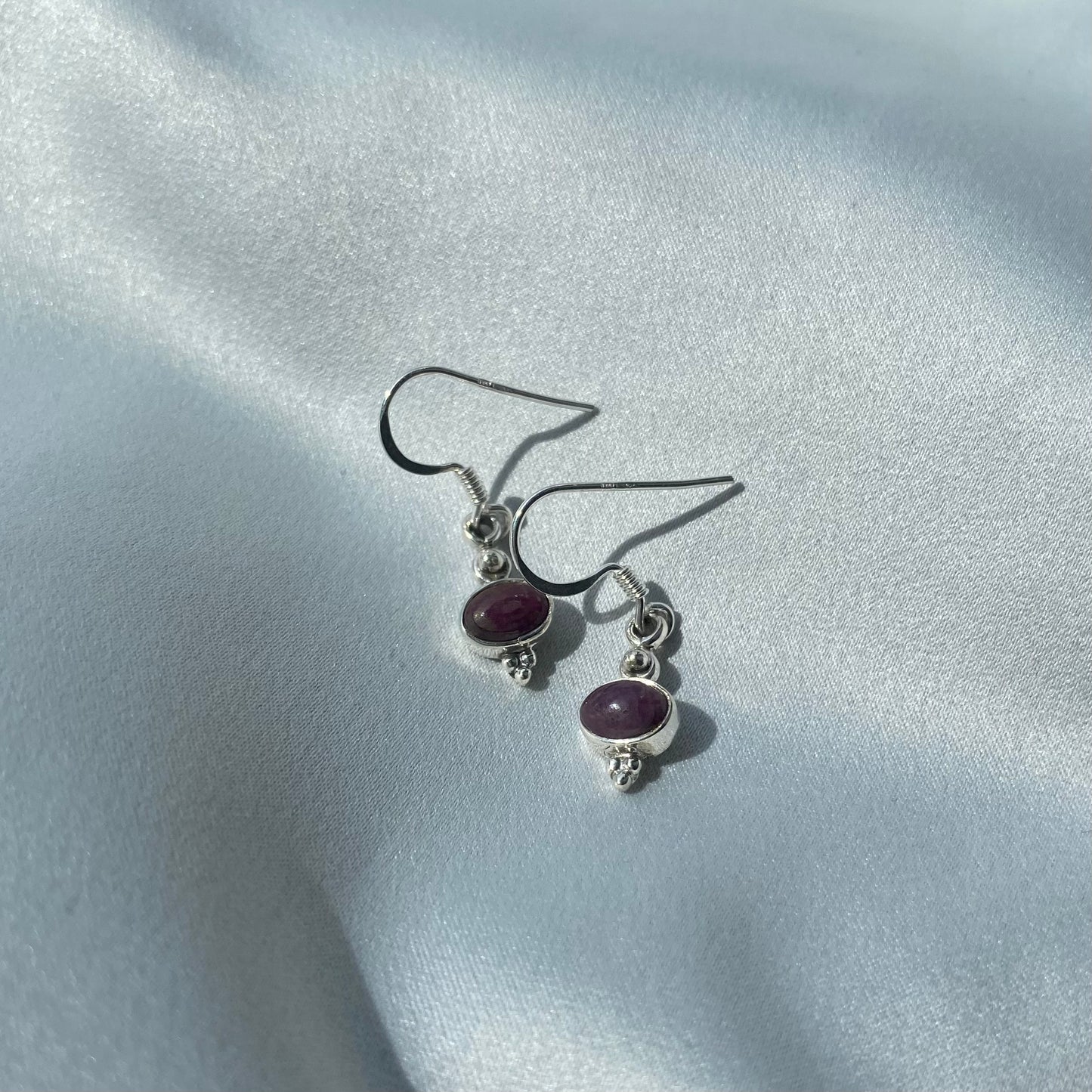 Sterling Silver Corundum Drop Earrings