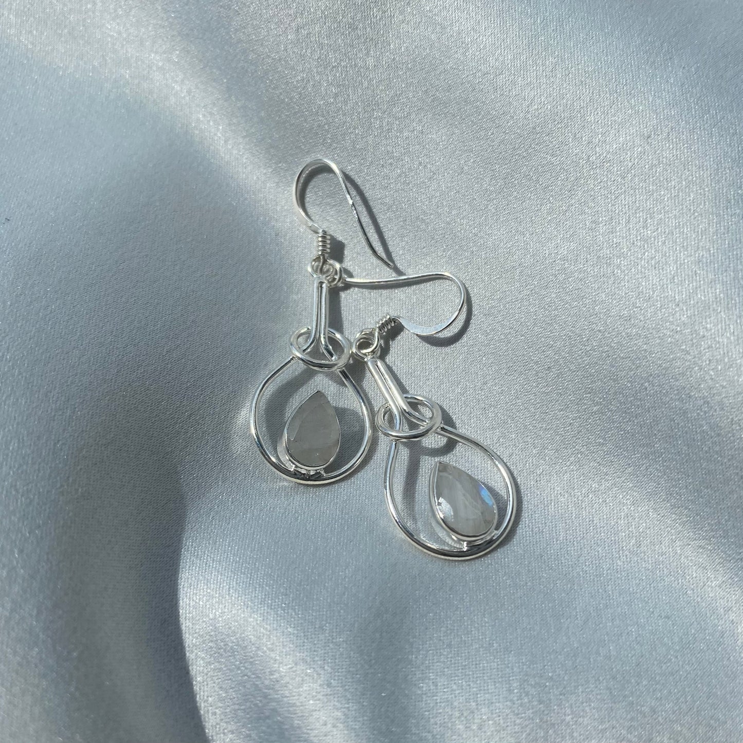 Sterling Silver Moonstone Drop Earrings