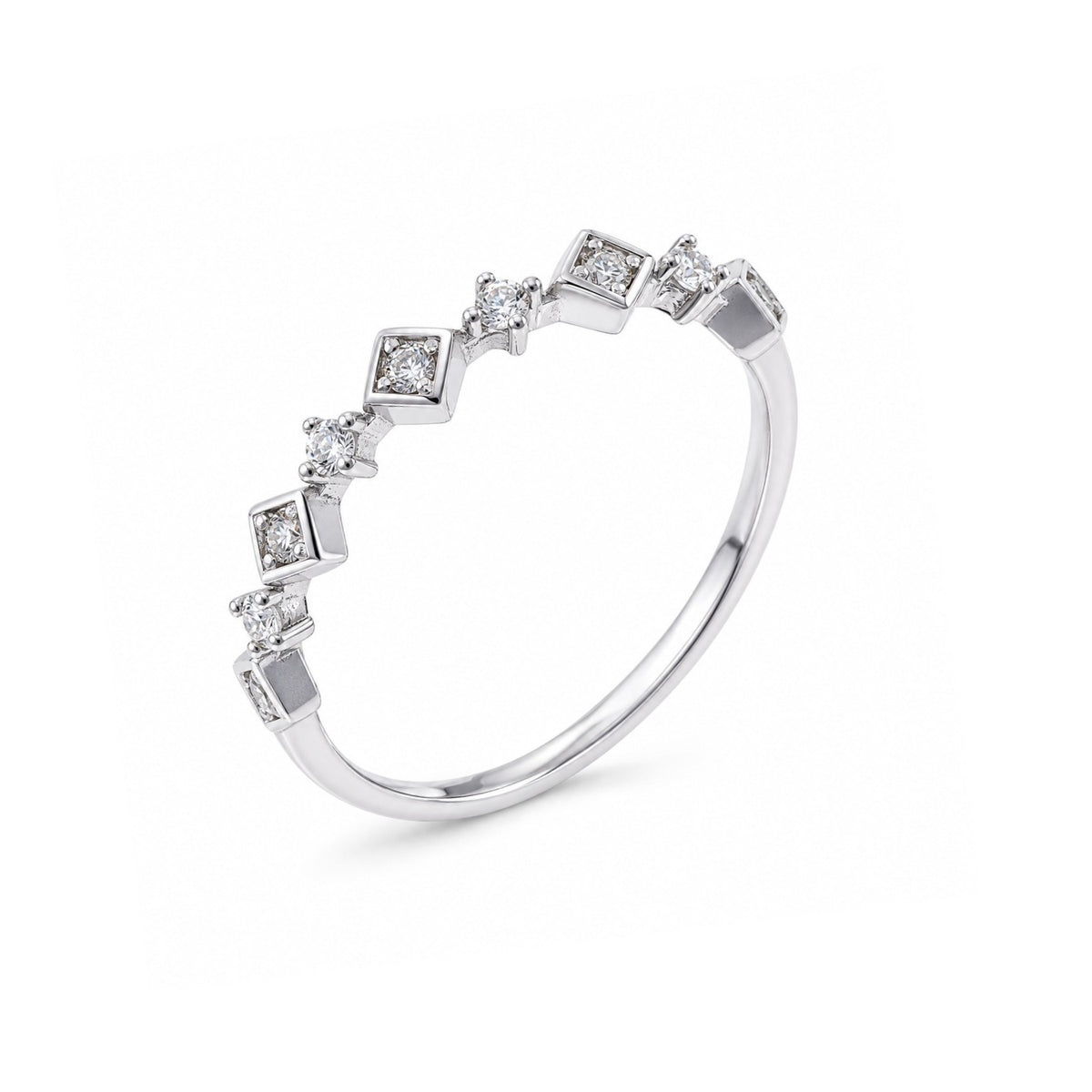 Sterling Silver “Ritmo” Ring with Cubic Zirconia