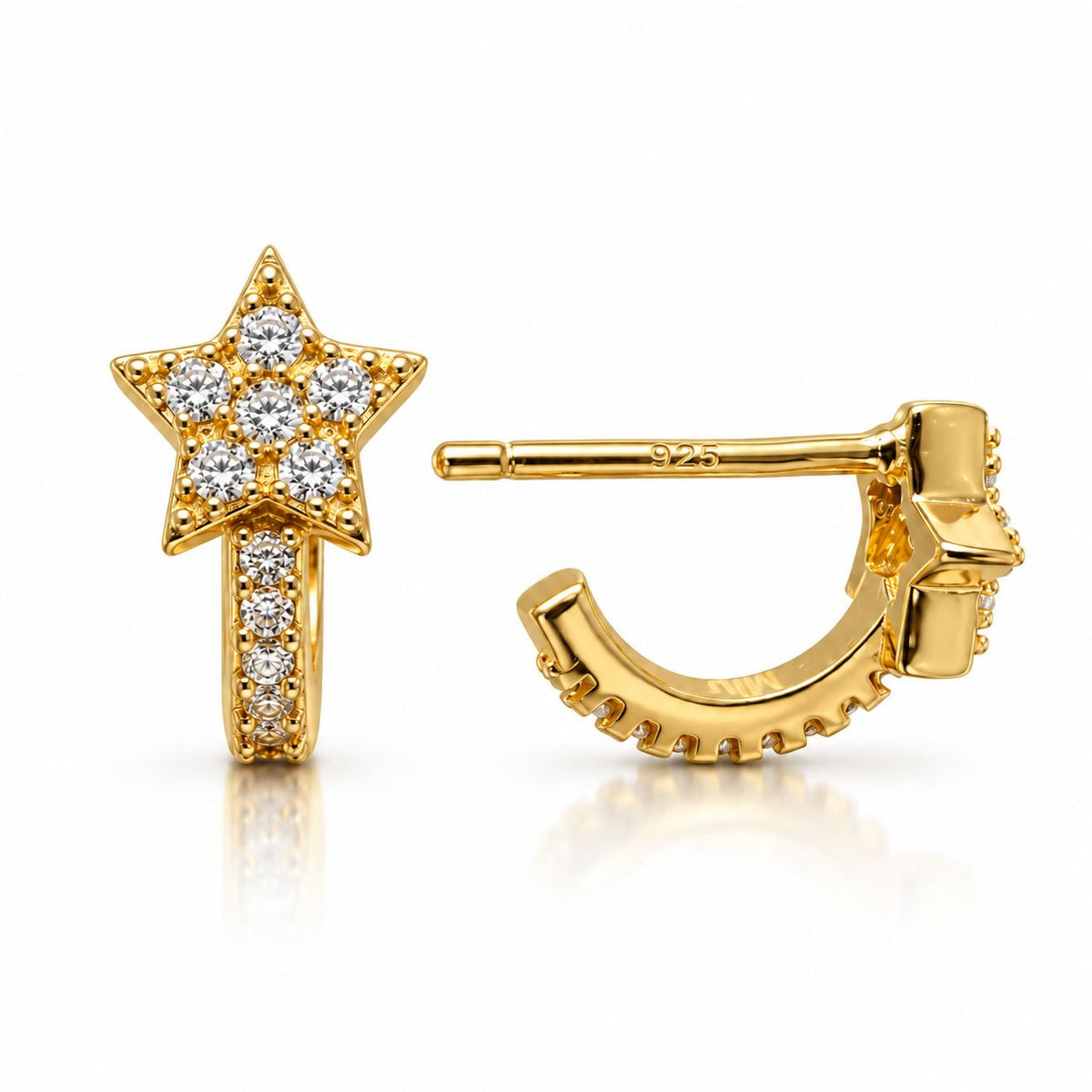 Sterling Silver CZ Star Studs