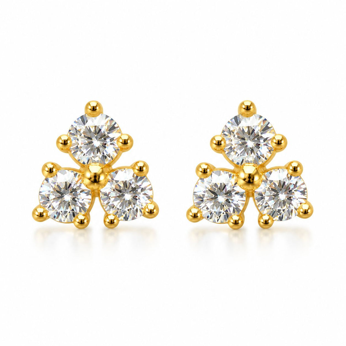 Sterling Silver Triple CZ Studs