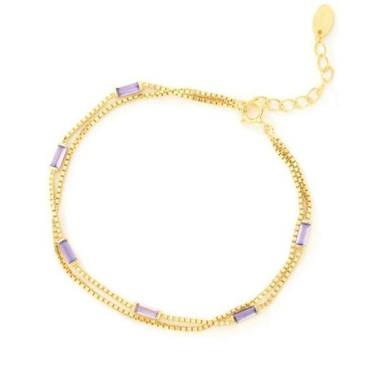 Pulsera de cadena de plata de ley con circonitas