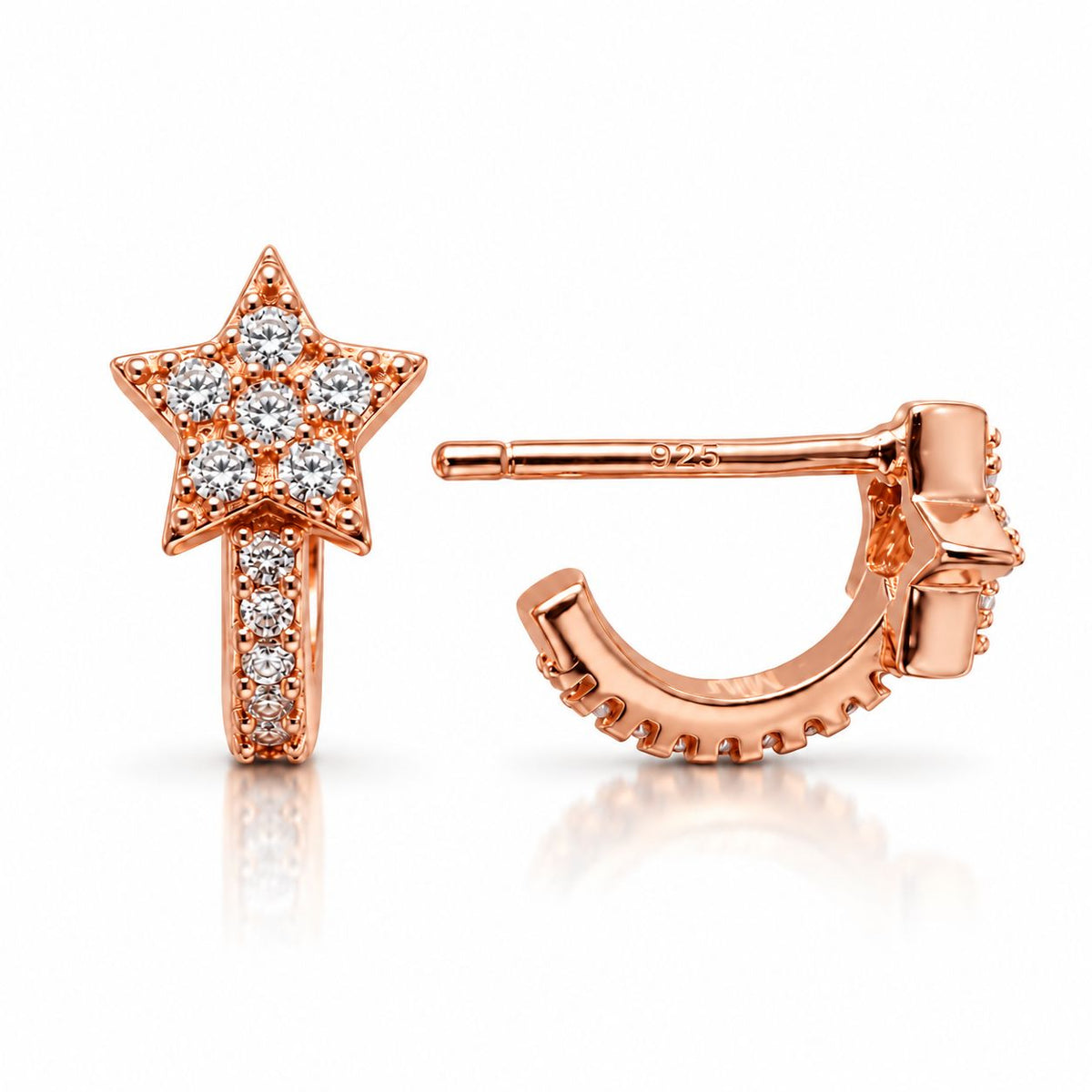 Sterling Silver CZ Star Studs