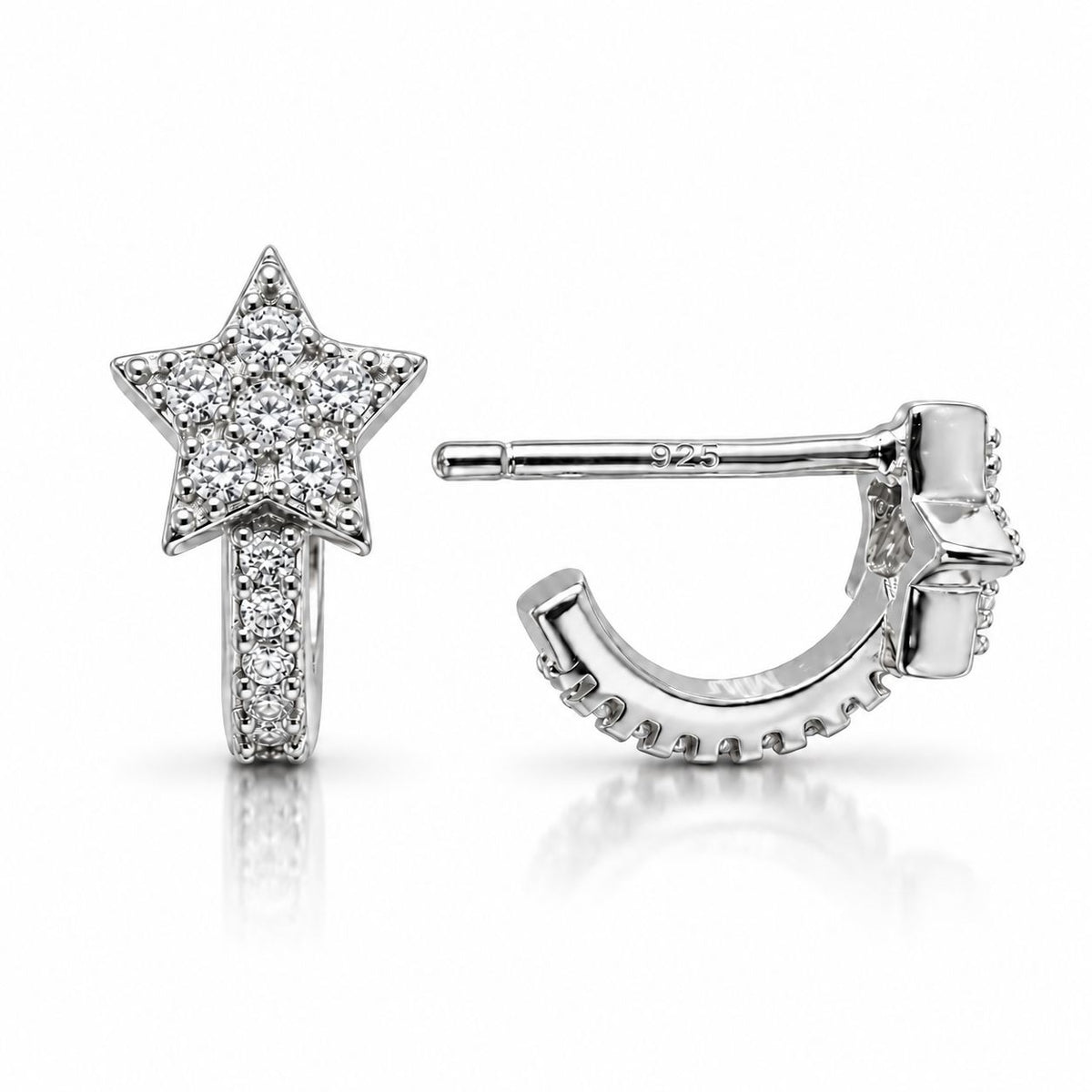 Sterling Silver CZ Star Studs