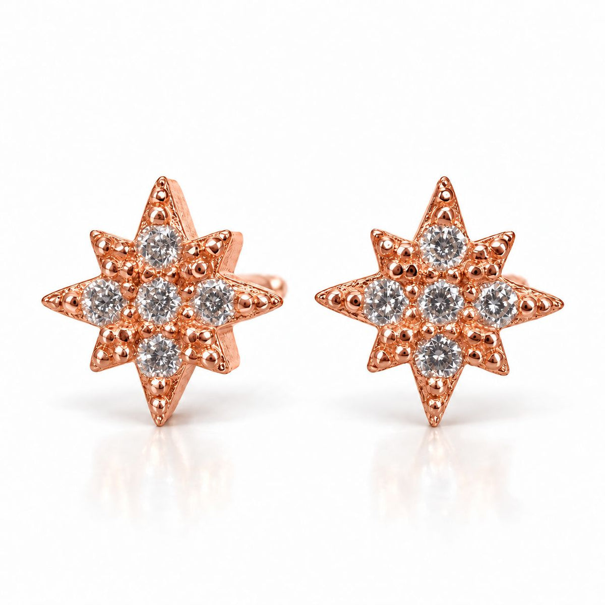 Sterling Silver CZ Star Studs