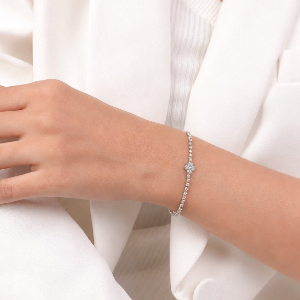 Sterling Silver “Fortuna” Bracelet with Cubic Zirconia