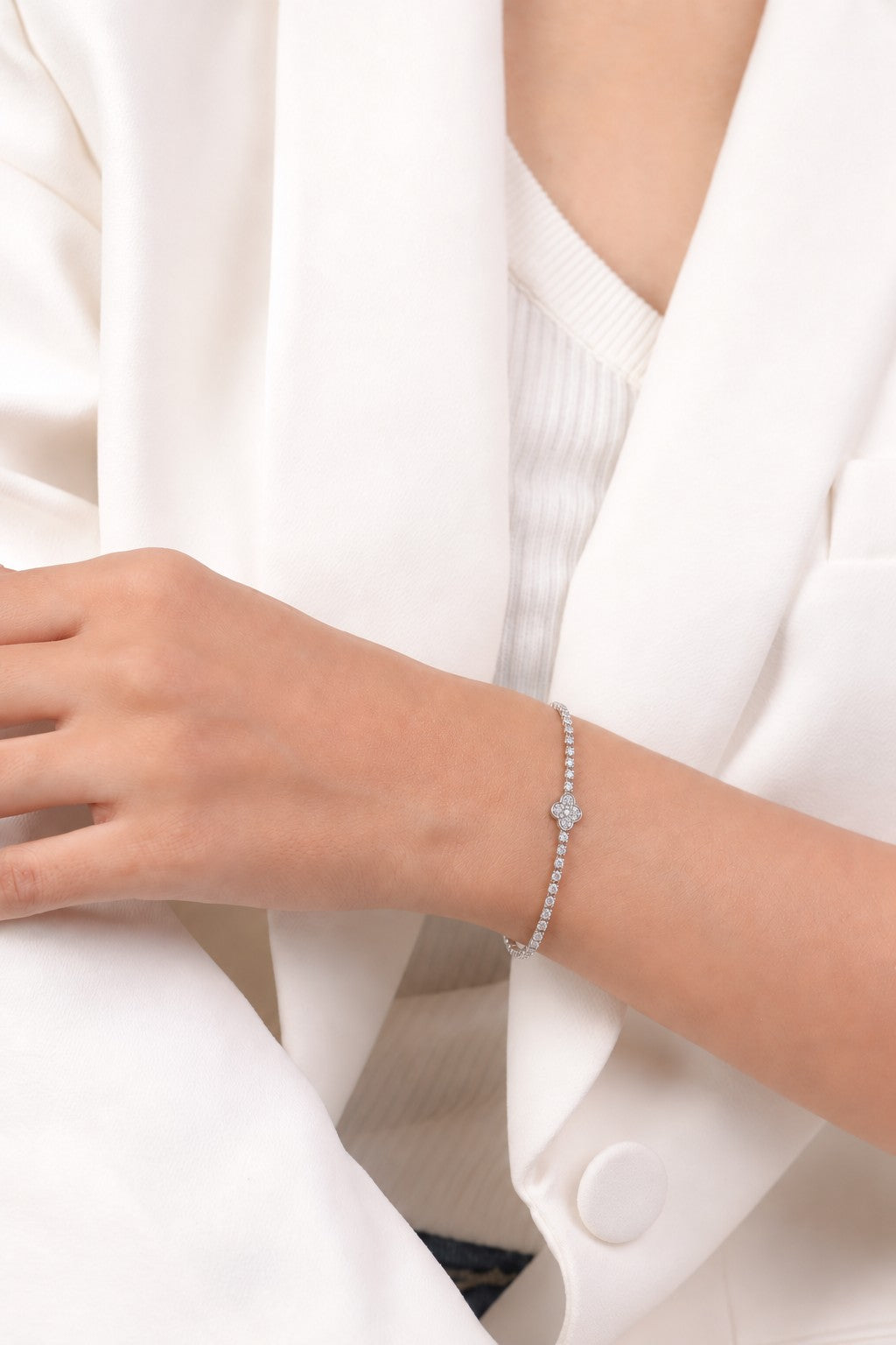 Sterling Silver “Fortuna” Bracelet with Cubic Zirconia