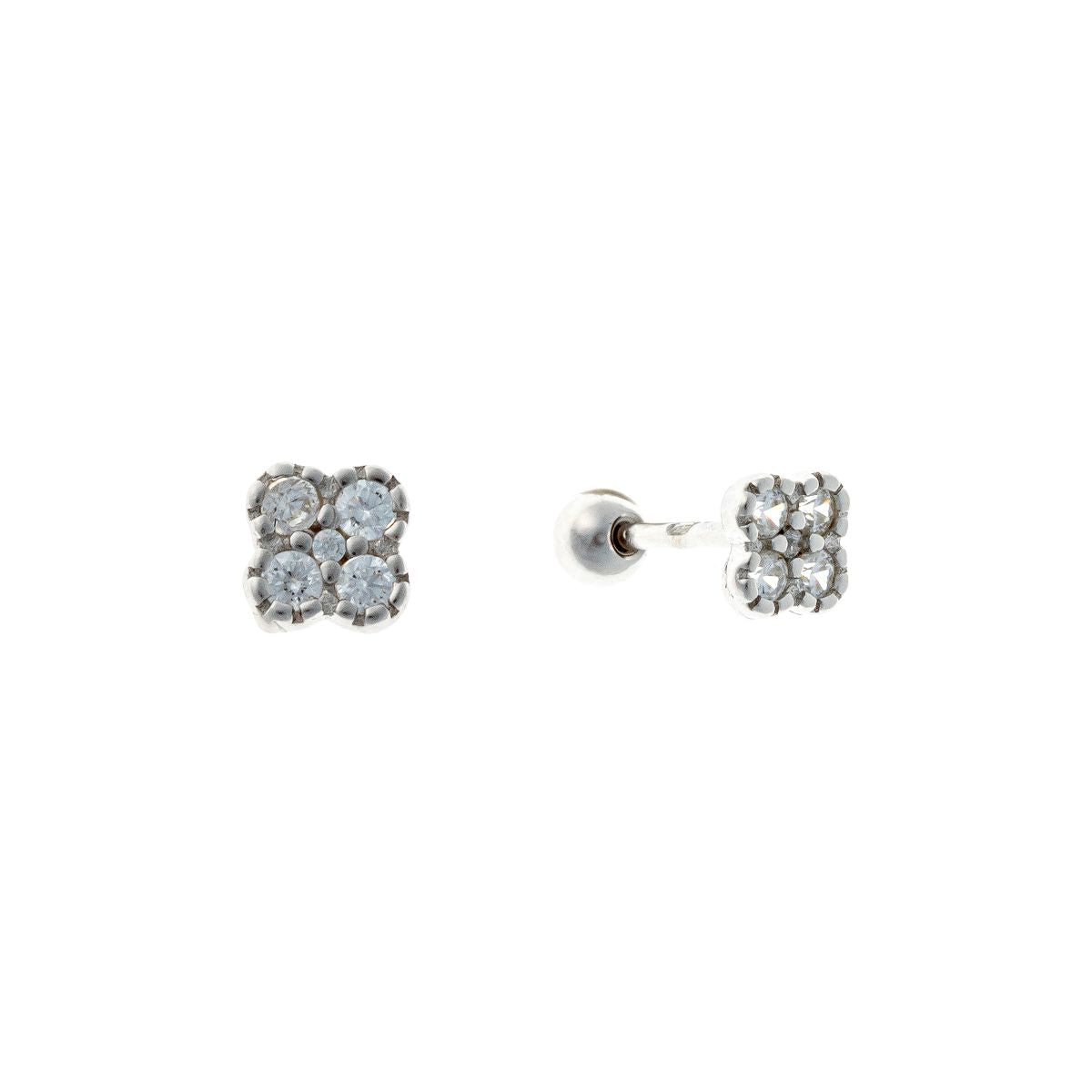 Sterling Silver Clover Screw Studs