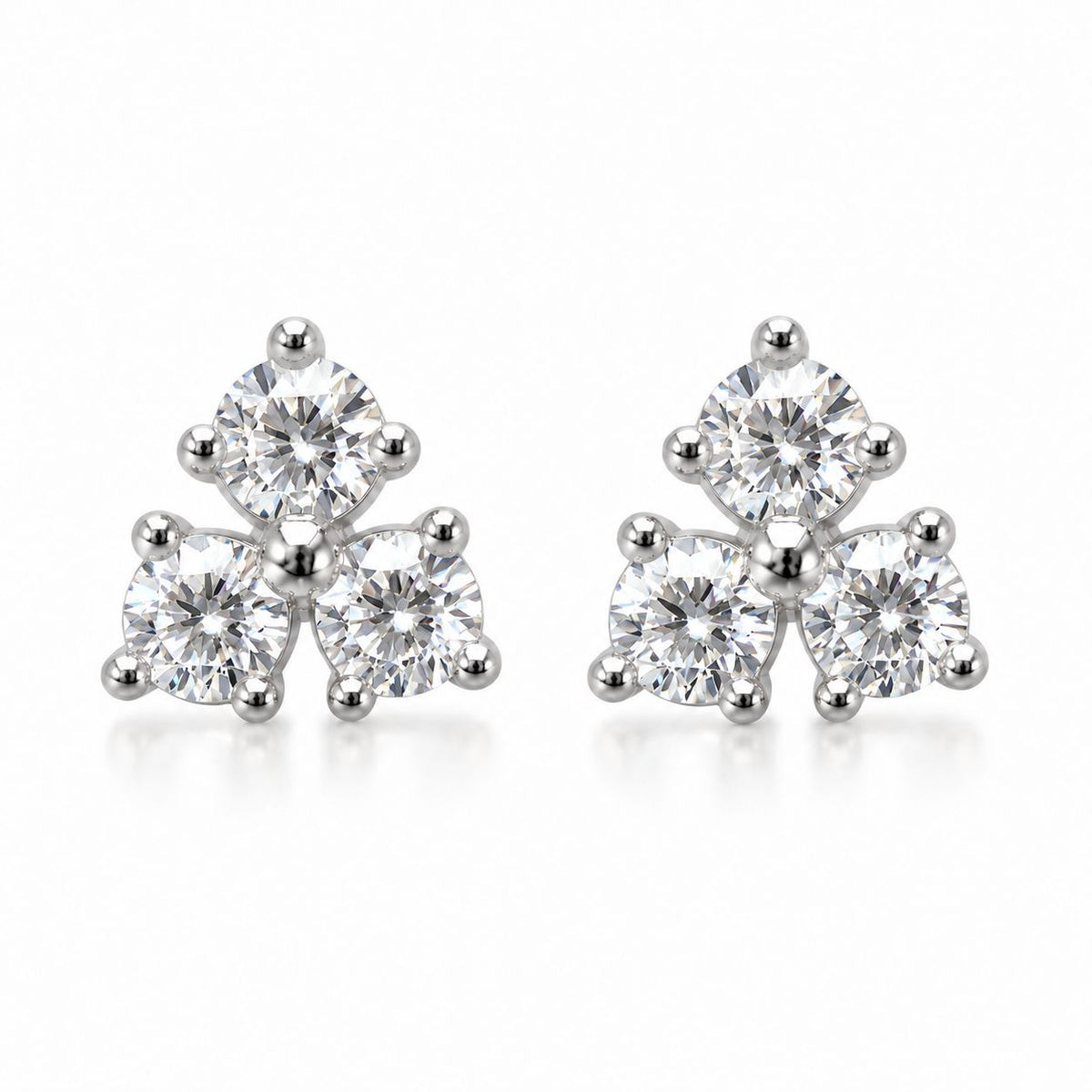 Sterling Silver Triple CZ Studs