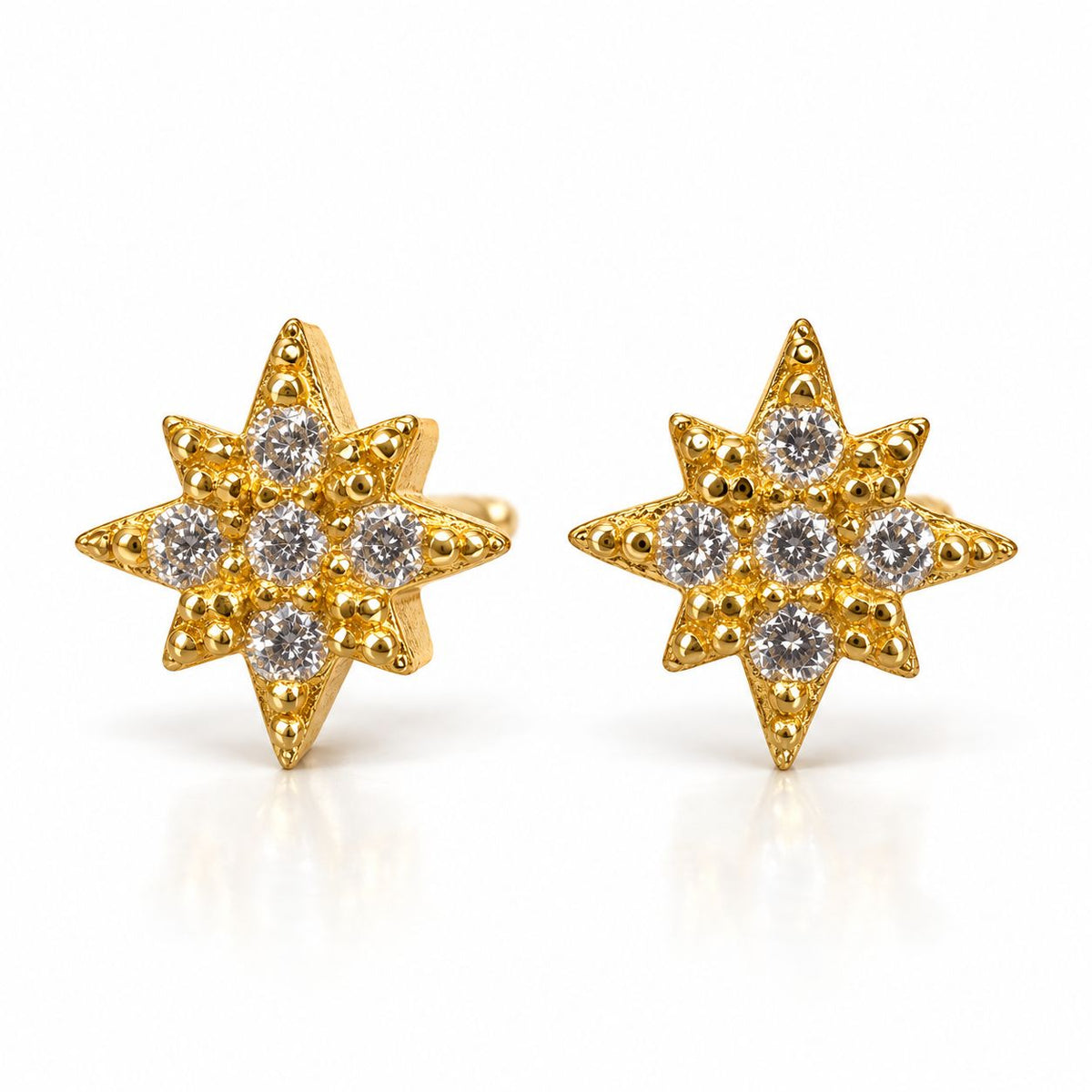 Sterling Silver CZ Star Studs