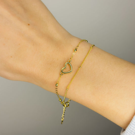 Pulsera de corazón de plata de ley