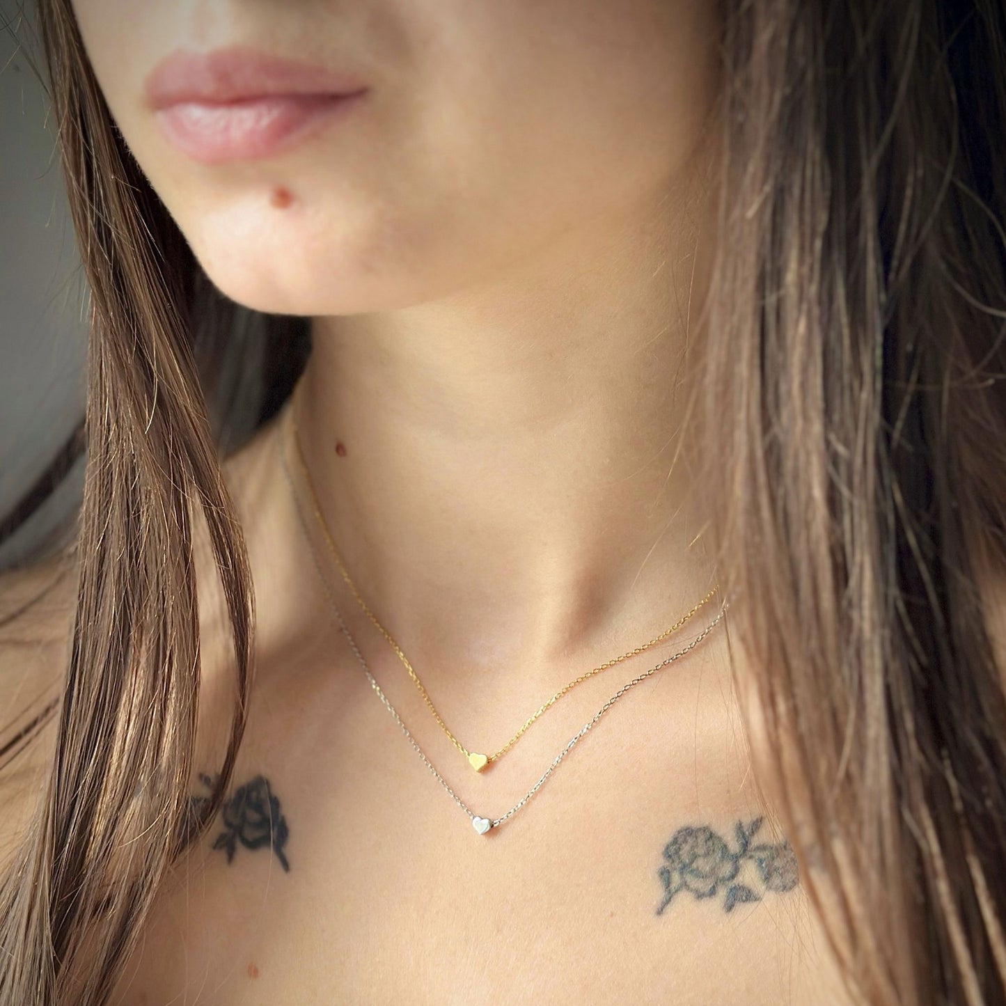 Collar de corazón de plata de ley