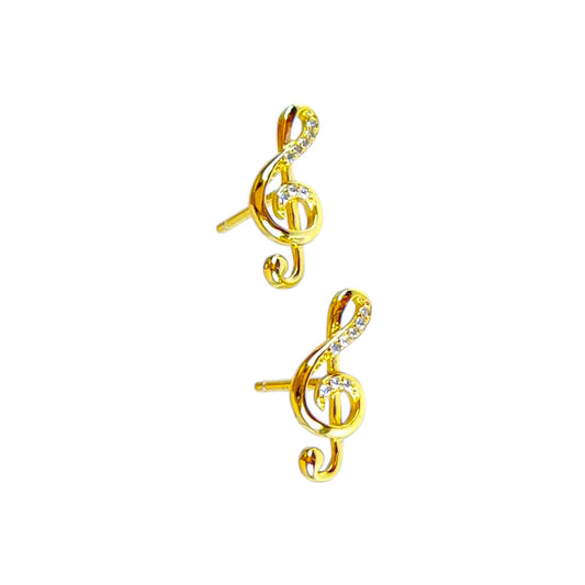 Pendientes de clave de sol de plata de ley