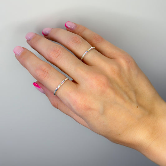 Sterling Silver Rainbow CZ Band Ring