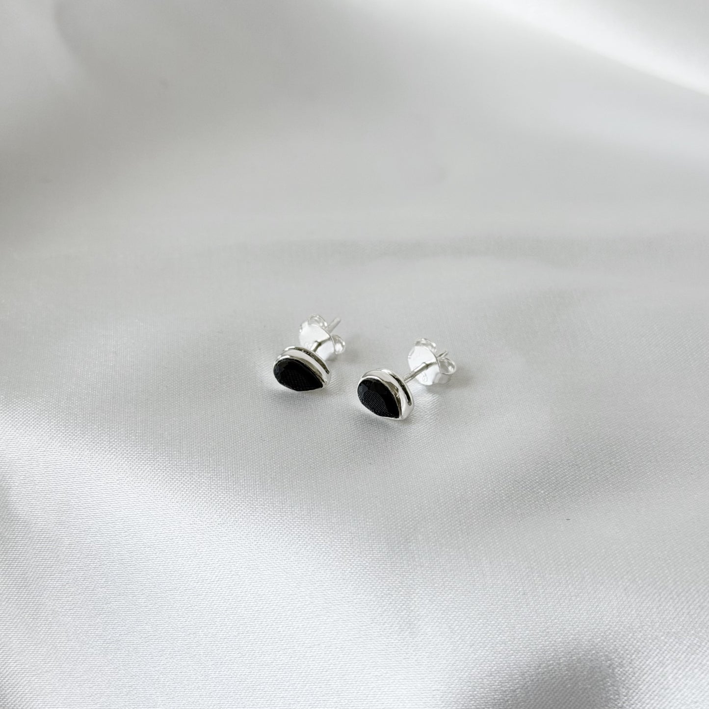 Sterling Silver Black Onyx Stud Earrings