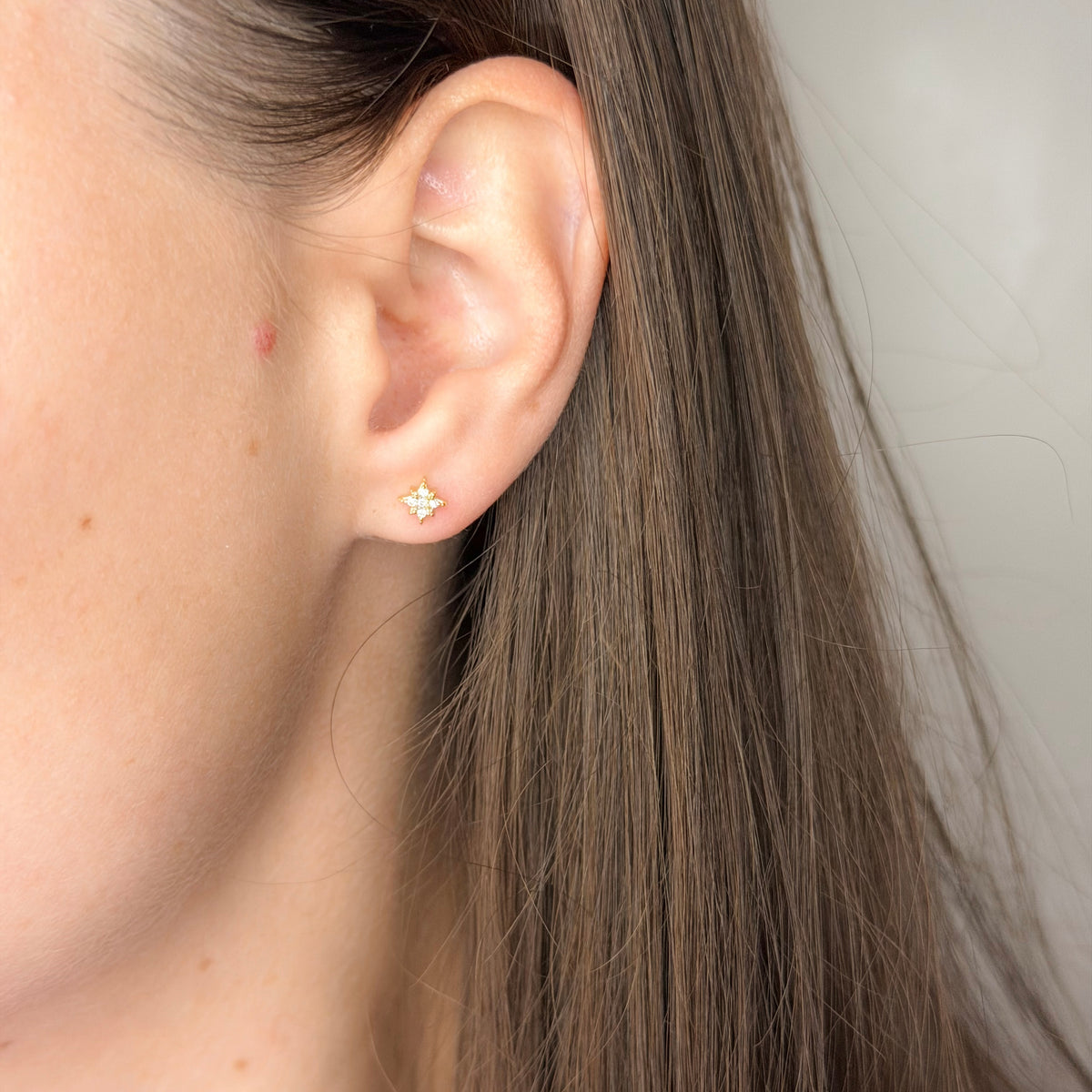 Sterling Silver CZ Star Studs