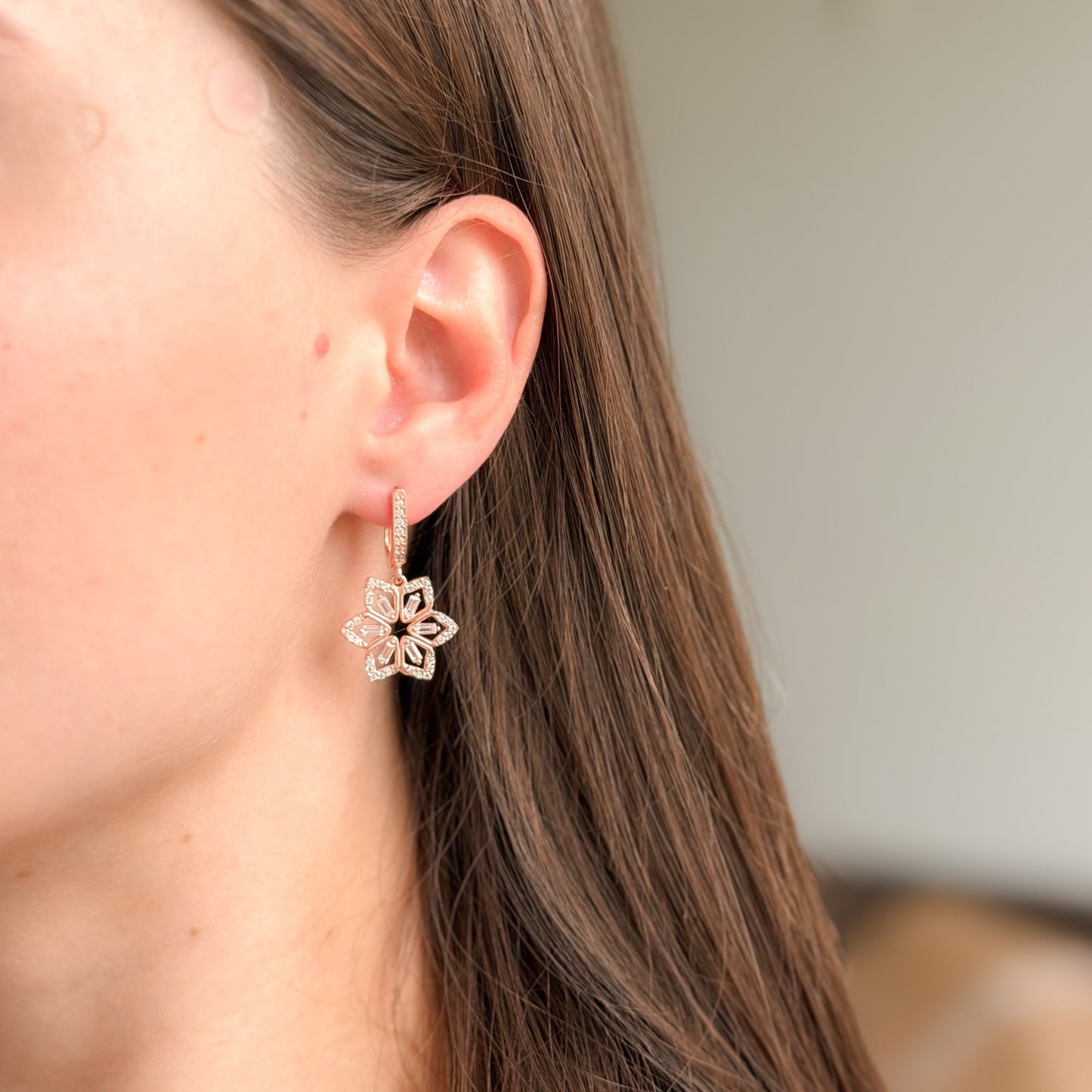 Sterling Silver CZ Flower Earrings