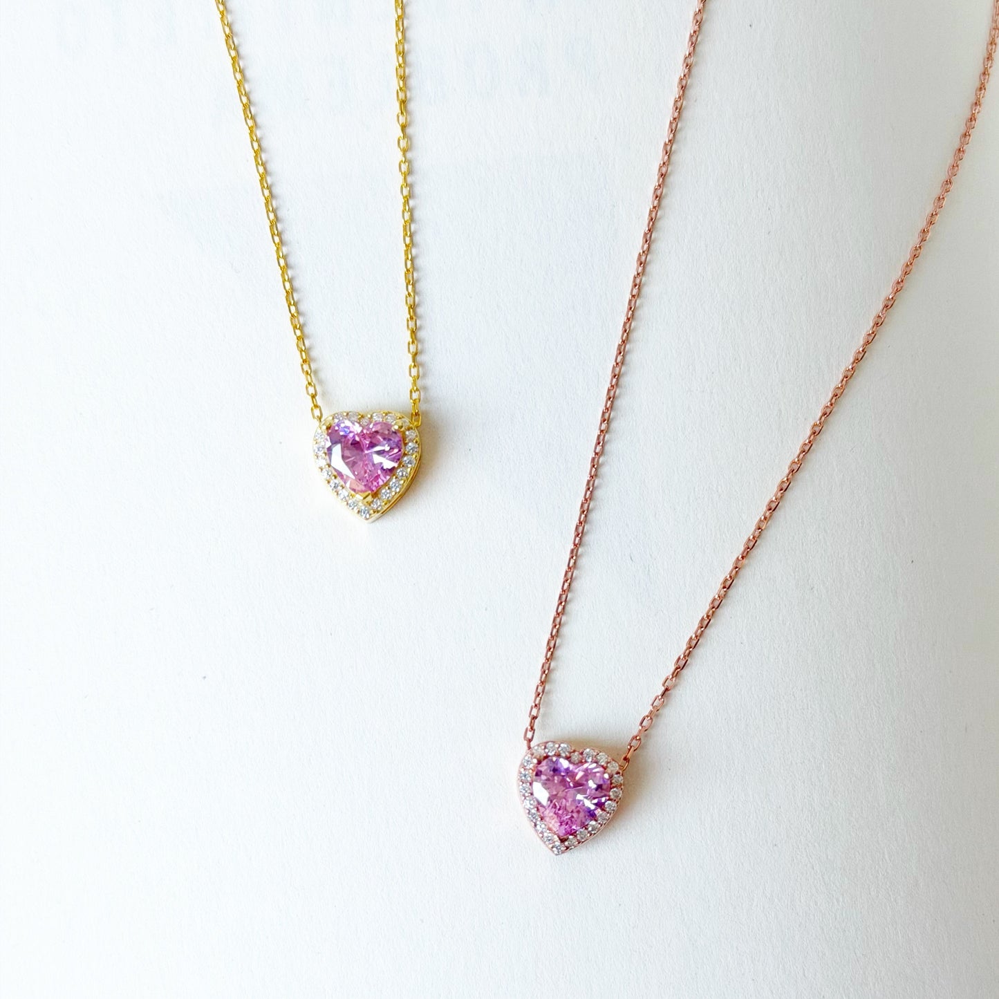 Sterling Silver CZ Heart Necklace