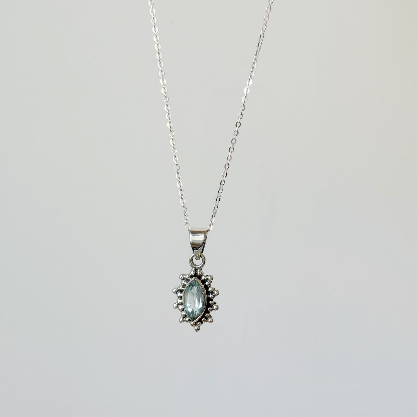 Sterling Silver Blue Topaz Pendant Necklace