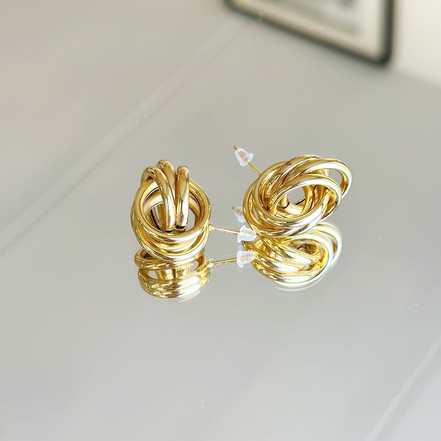 Gold Plated Earrings "Molten Trinity"