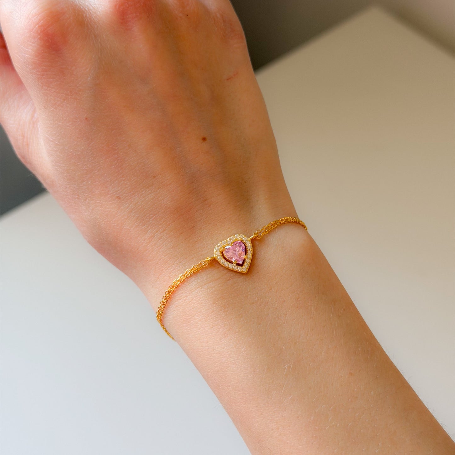 Sterling Silver CZ Heart Bracelet
