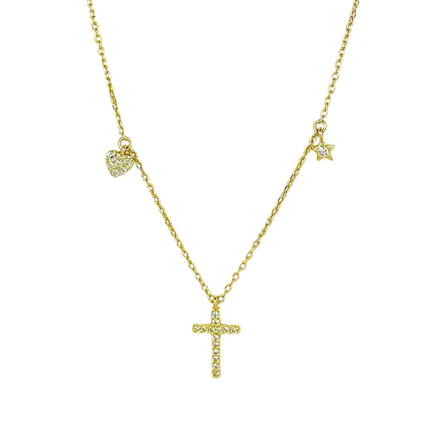 Collar de cruz de circonitas cúbicas de plata esterlina
