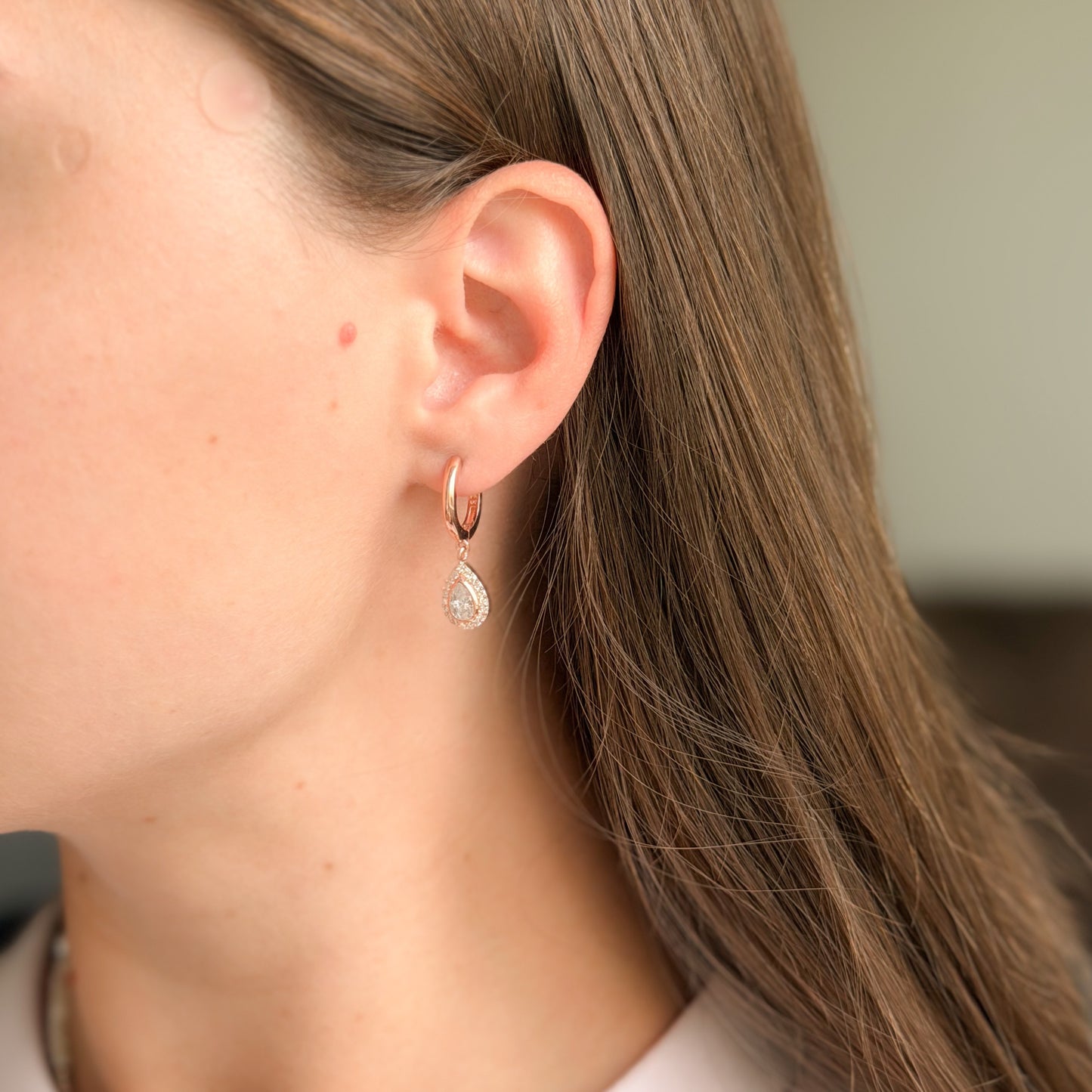 Sterlng Silver CZ Hoops With Charms