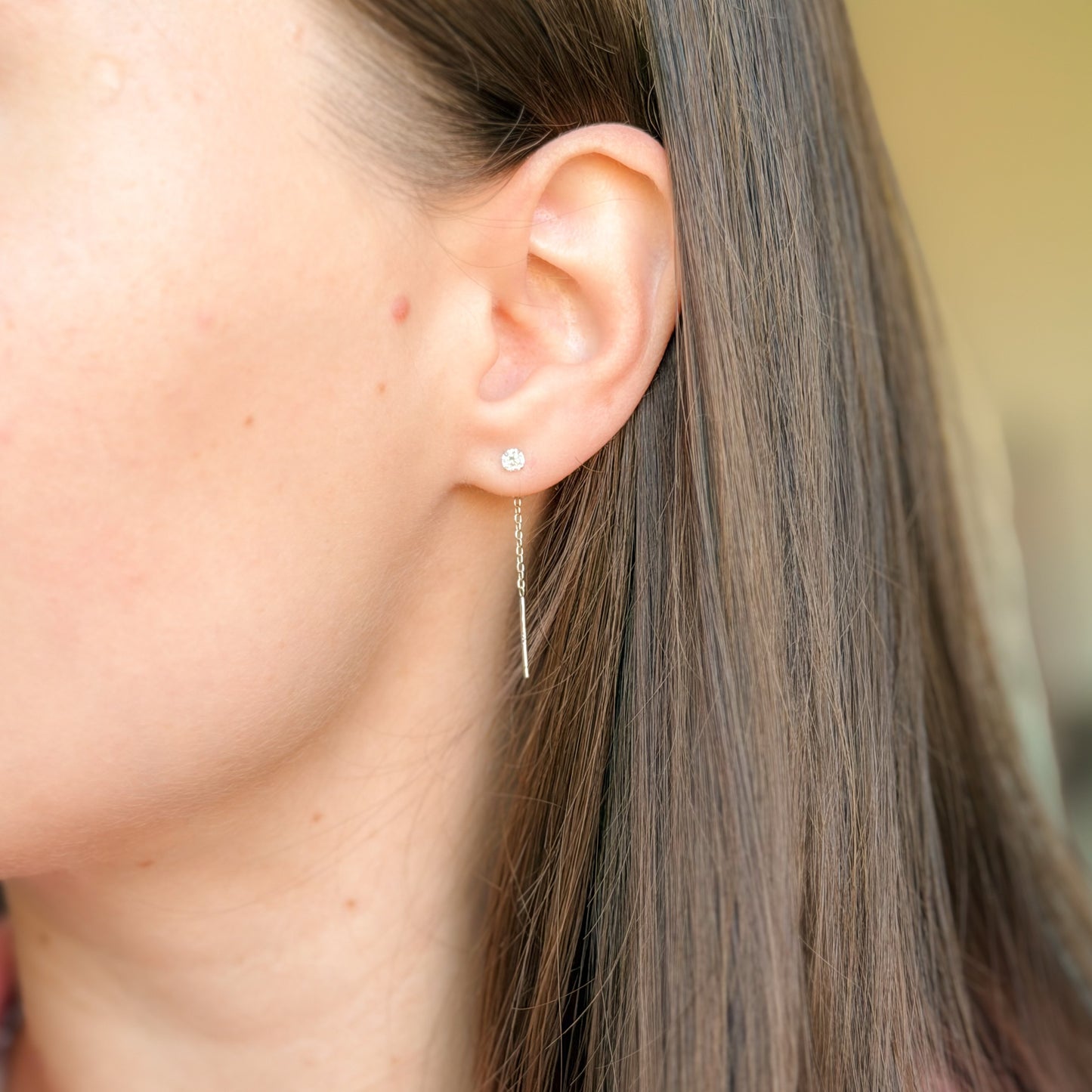 Sterling Silver CZ Chain Drop Earrings