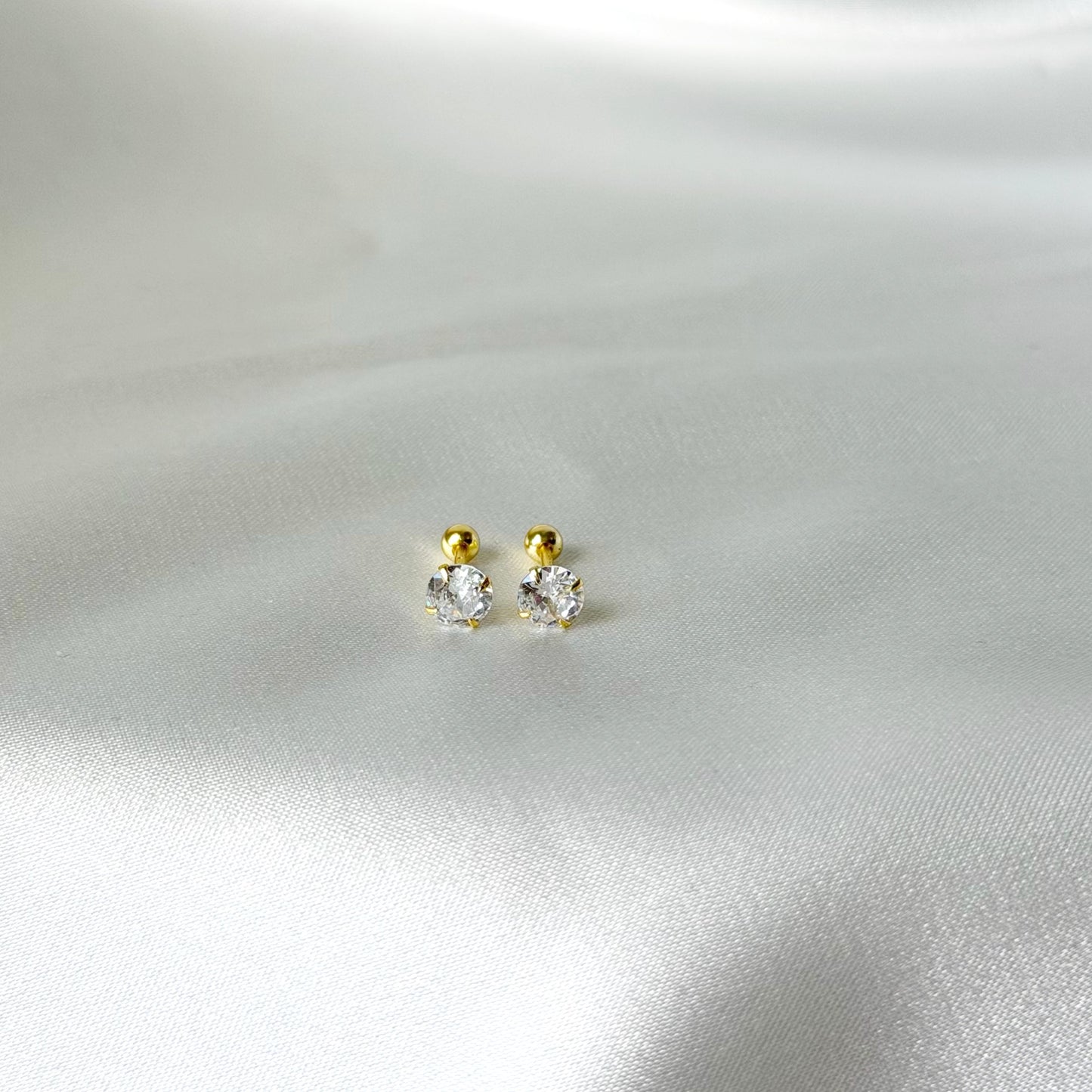 Sterling Silver 3 - 7 mm CZ Screw Studs
