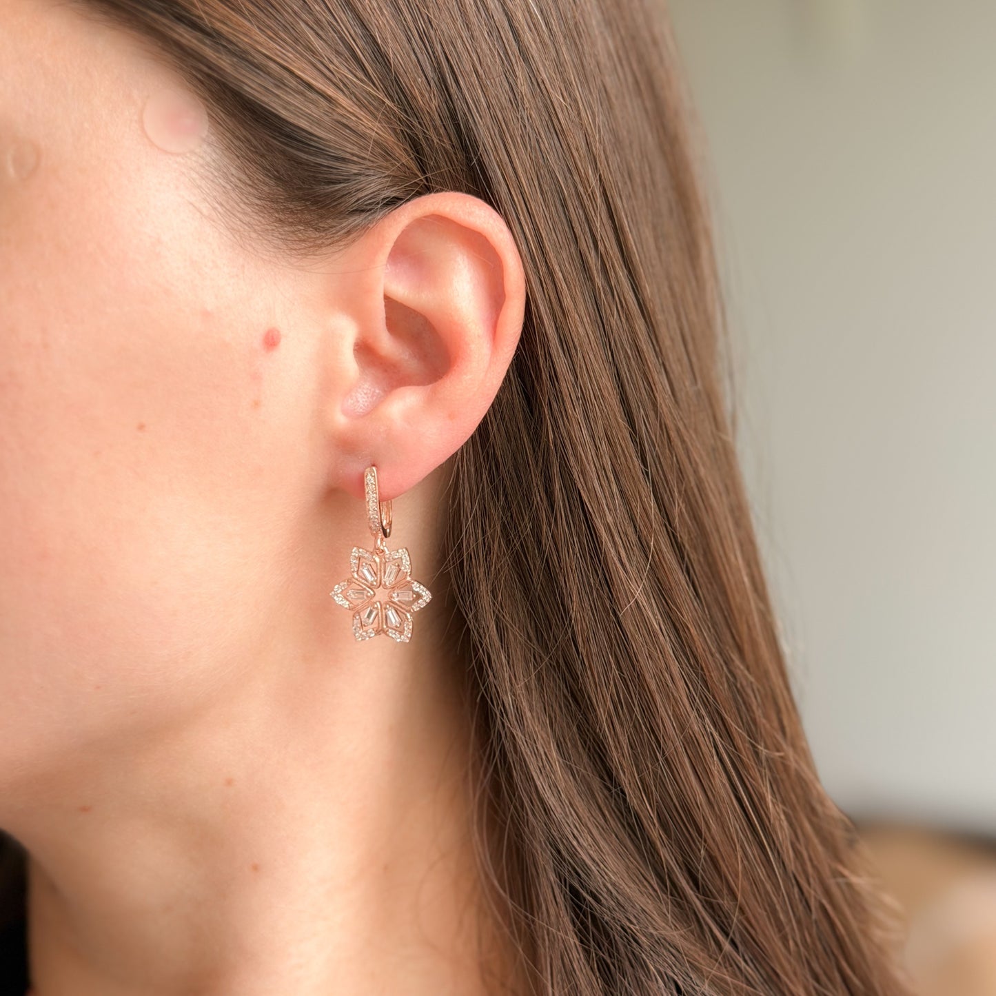 Sterling Silver CZ Flower Earrings