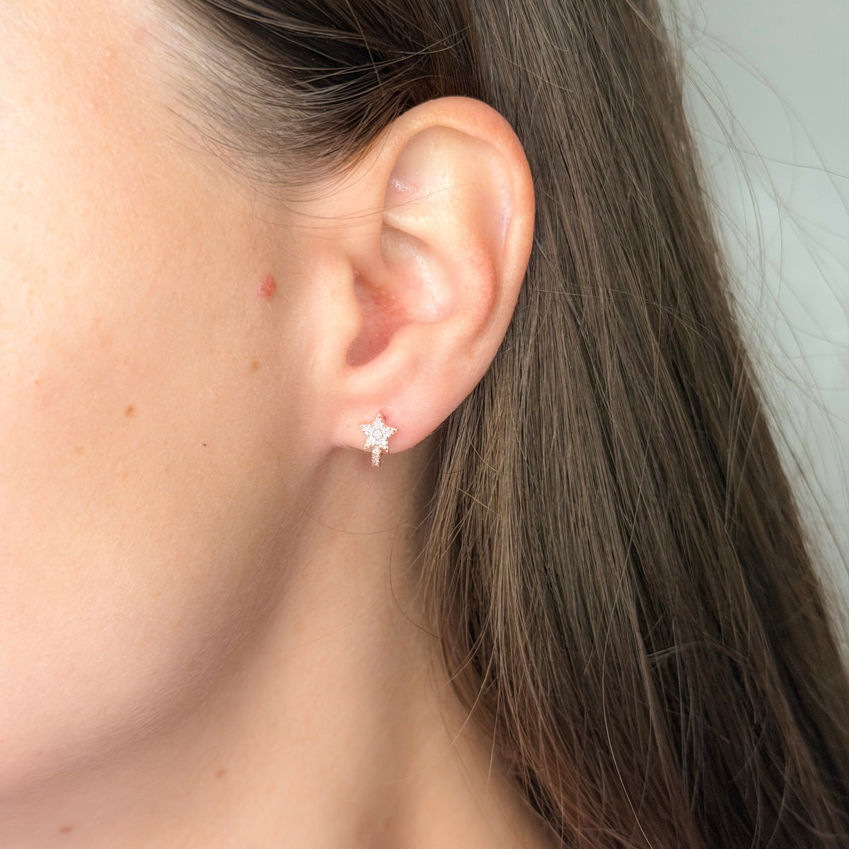 Sterling Silver CZ Star Studs