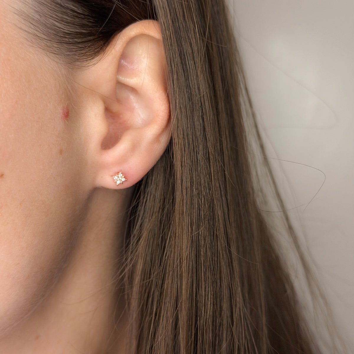 Sterling Silver CZ Star Studs