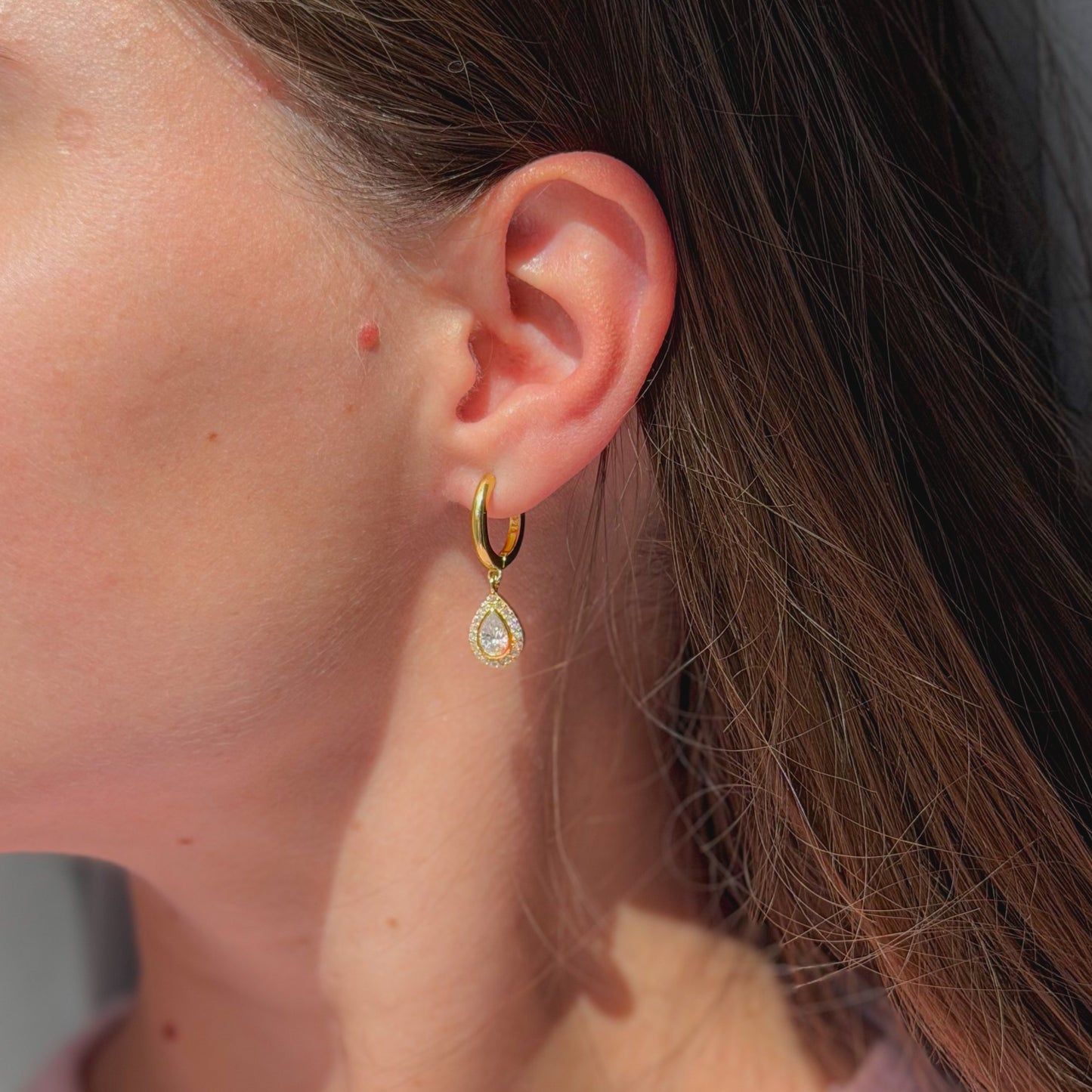 Sterlng Silver CZ Hoops With Charms