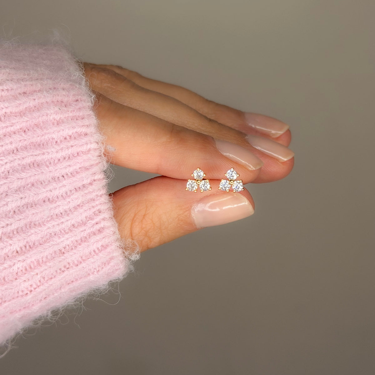Sterling Silver Triple CZ Studs