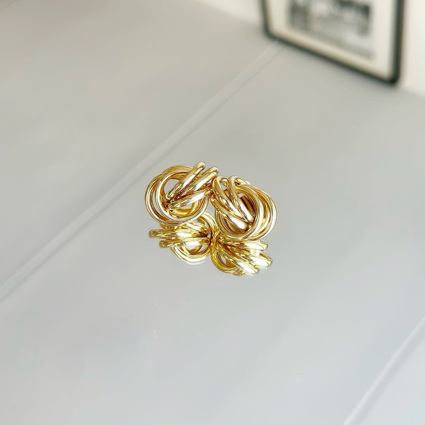 Gold Plated Earrings "Molten Trinity"