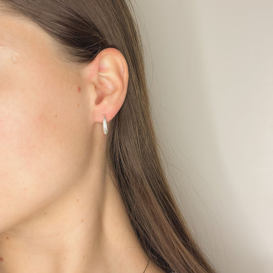 Sterling Silver Matte Oval Hoops