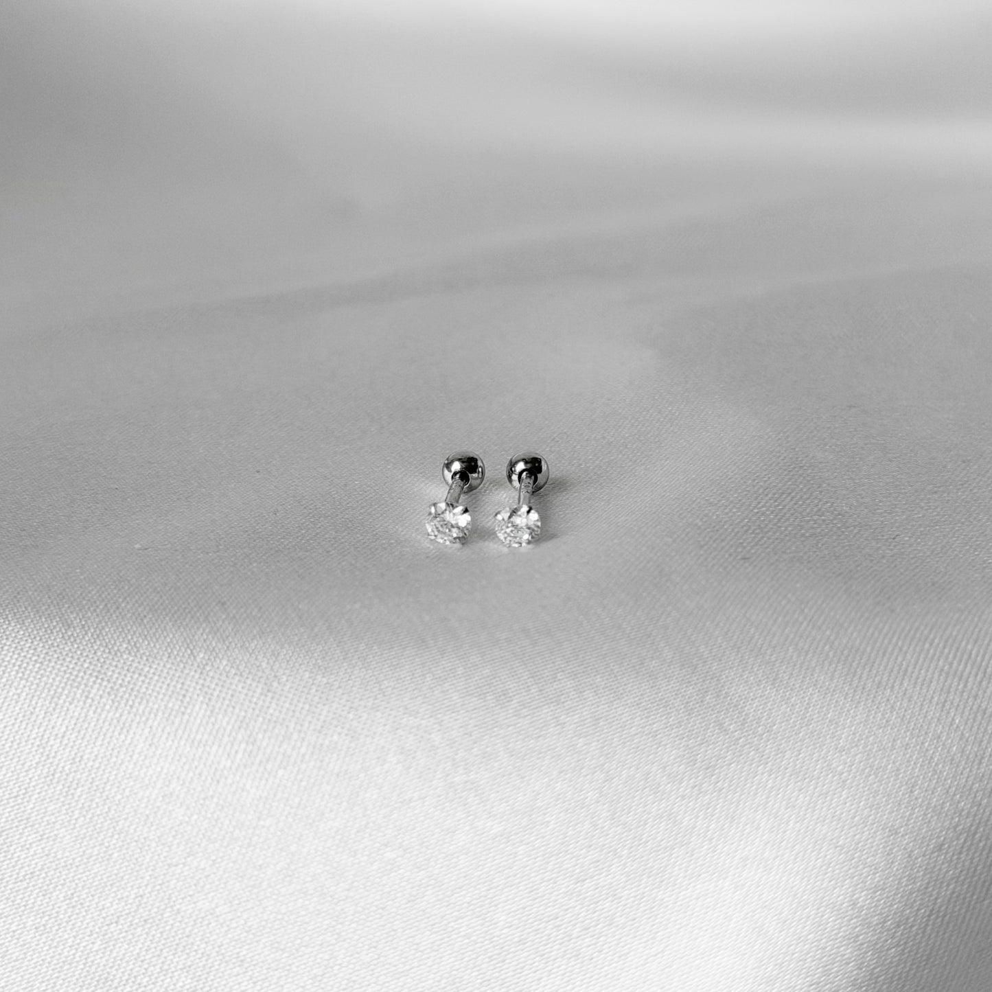 Sterling Silver 3 - 7 mm CZ Screw Studs