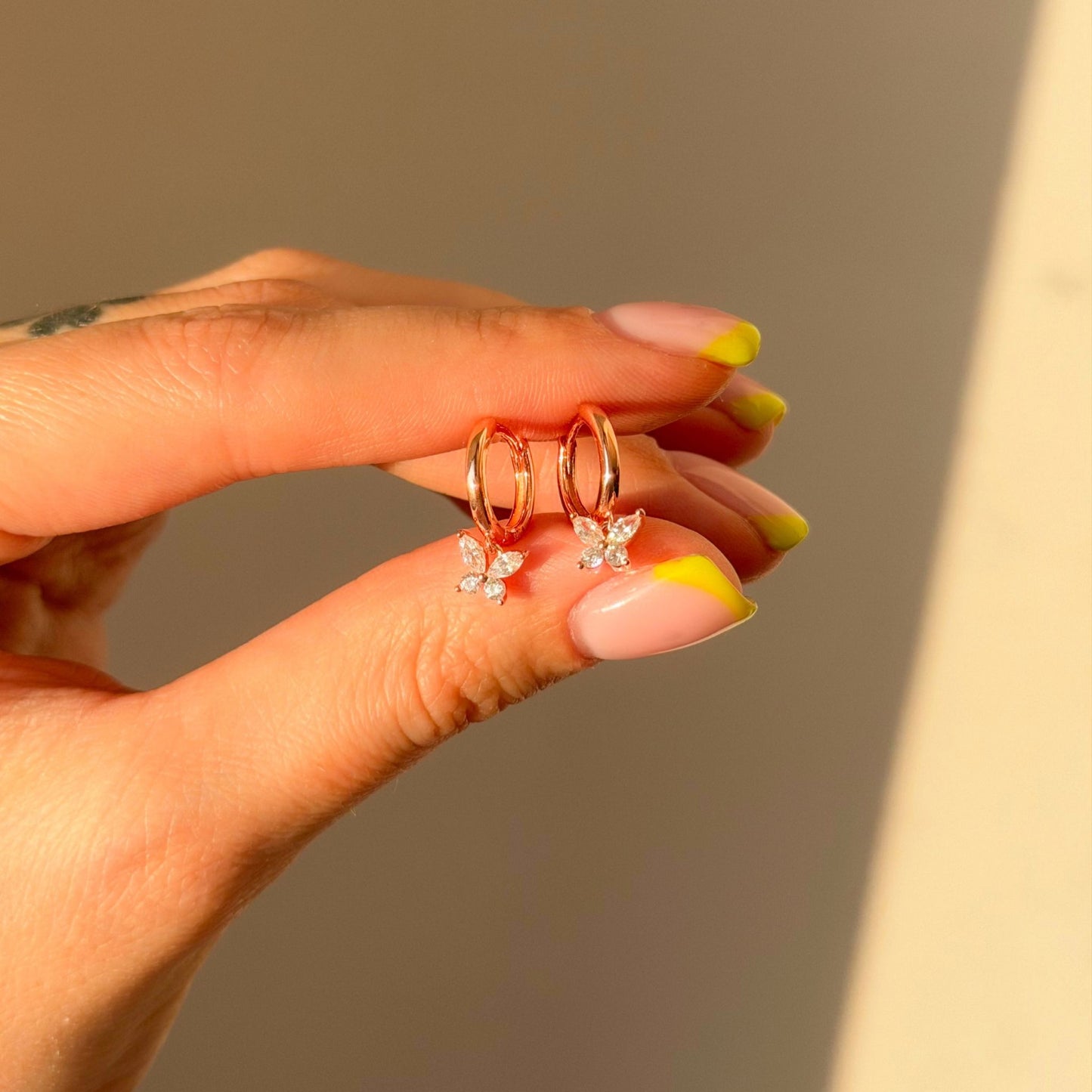 Sterling Silver Butterfly Charm Hoops