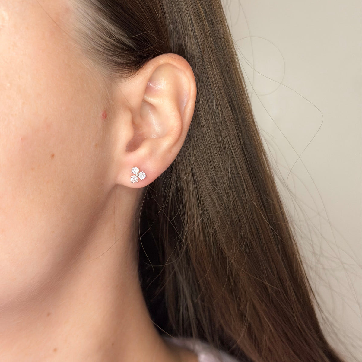 Sterling Silver Triple CZ Studs