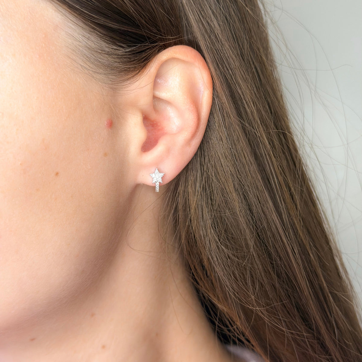 Sterling Silver CZ Star Studs