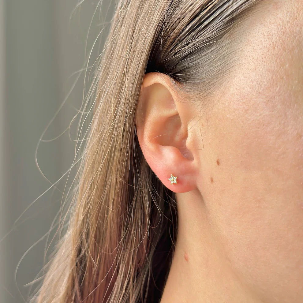 Sterling Silver CZ Flower Studs